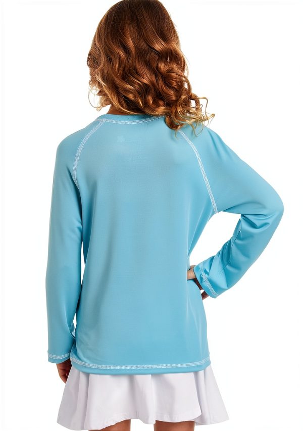 G RASHG TSHIRT LS Girls Rash Guard Long Sleeve UPF 50+ Electric Blue-1
