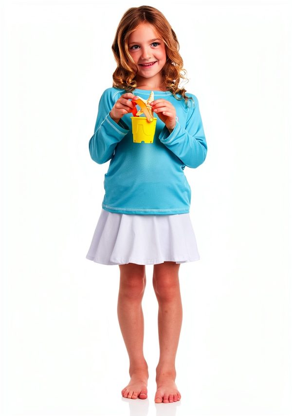 G RASHG TSHIRT LS Girls Rash Guard Long Sleeve UPF 50+ Electric Blue-4