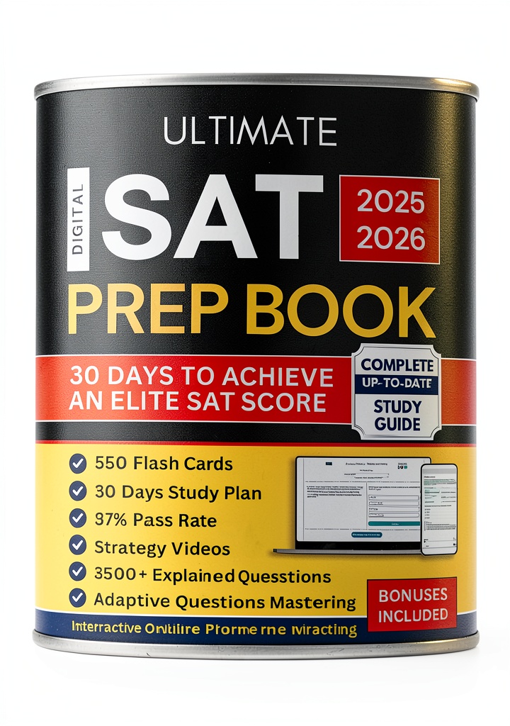Installing SAT Prep Test Guide by PrepMaster 128‑Page Print Replica on a wooden desk