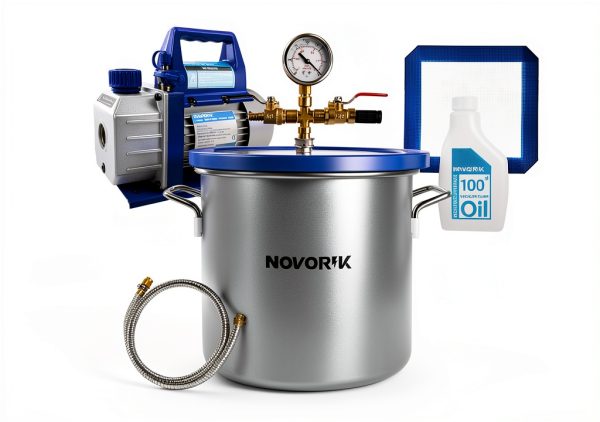 3 Gallon Vacuum Chamber with 3.6 CFM Pump novorik Kit Acrylic Lid-0