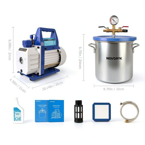3 Gallon Vacuum Chamber with 3.6 CFM Pump novorik Kit Acrylic Lid-7