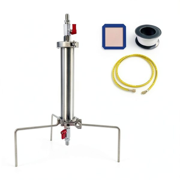 Stainless Steel Vacuum Chamber/Tube, 90 Gram Closed Loop Extractor with Tripod, Perfect for Extracting from Plant Leaves, Industry Use-0