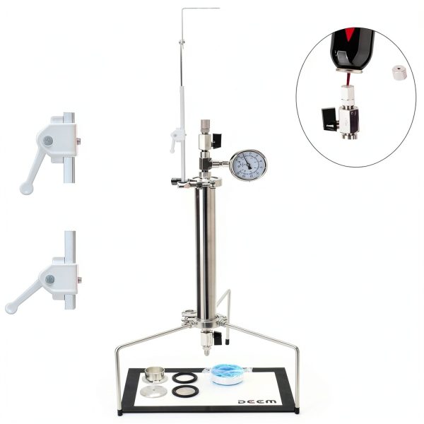 PEEM Self Filling Vegetable Oil Extractor, 90gStainless Steel Vacuum Chamber/Tube with Tripod Used to Extract from Plant Leaves,Closed Loop Extractor Vacuum Chamber Tube Closed Loop Extraction System-2