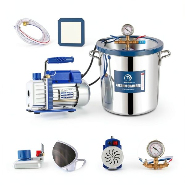 5 Gallon Tempered Glass Lid Vacuum Chamber with Pump, Degassing Chamber Kit with 3.5 CFM Vacuum Pump Without Oil, Perfect for Stabilizing Wood, Degassing Silicones-1
