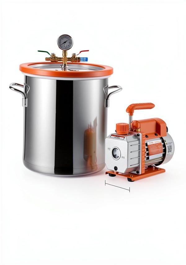 VEVOR 5 Gallon Vacuum Chamber with Pump, 3.5 CFM, Single Stage Vacuum Pump, Stainless Steel Degassing Chamber Kit with Tempered Glass Lid, 5 ft Hose, for Stabilizing Wood Degassing Silicone Resin-6