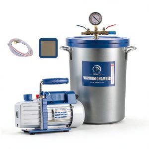 9 Gallon Tempered Glass Vacuum Chamber with Two Rubber Seals, 33L Degassing Chamber Kit with 5 CFM 1/3HP Single Stage Vacuum Pump Without Oil, Perfect for Stabilizing Wood-0